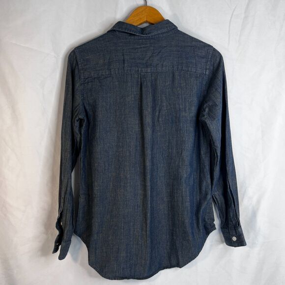 Ann Taylor Loft Softened Chambray Button Front Shirt 100% Cotton Size Medium - Picture 2 of 8